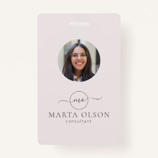 Crachá Logotipo do Círculo Moderno ID do Funcionário Códi