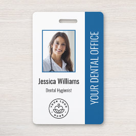Crachá Logotipo do seu consultório dentário ID Foto Azul