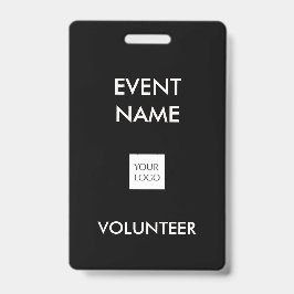 Crachá Logotipo do Voluntário para Eventos Preto e de Mar