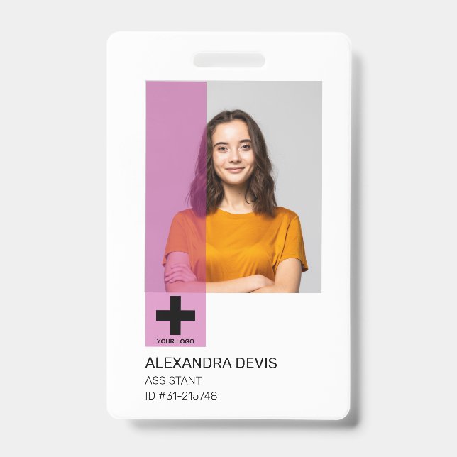 Crachá Logotipo e foto personalizados do funcionário prof (Frente)