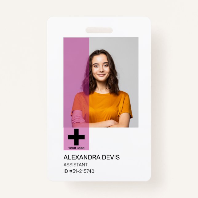 Crachá Logotipo e foto personalizados do funcionário prof (Frente)