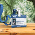 Crachá Logotipo e ID de foto do marinho White Service Dog<br><div class="desc">Crachá de identificação do cão de serviço horizontal,  em azul e branco marinho,  com espaço para uma fotografia do cão de serviço e um logótipo. Adicione nome,  título e número de registro. Adicione o nome do manipulador e as informações de contato também.</div>