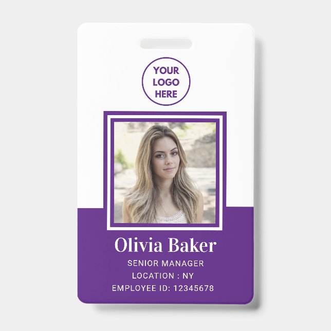 Crachá Logotipo Empresarial Moderno de Identificação de F (Frente)