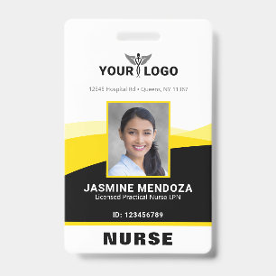 Crachá Logotipo Foto Amarelo Preto Modelo Identidade Nome