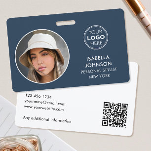 Crachá Logotipo Fotográfico de ID Moderno Código QR Tabul