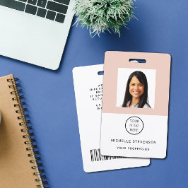 Crachá Logotipo Fotográfico Personalizado Blush Nome Rosa