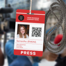 Logotipo fotográfico QR CODE press pass ID