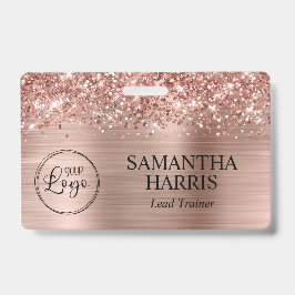 Crachá Logotipo Gliter Rosa Gold Foil