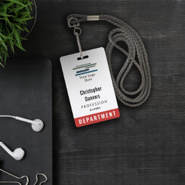 Crachá Logotipo grande de ID de funcionário branco vermel