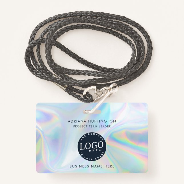 Crachá Logotipo holográfico de business ID personalizado (Frente com cordão)