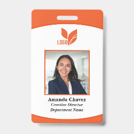Crachá Logotipo Laranja Foto Código de Barras Funcionário