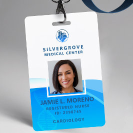 Crachá Logotipo Médico Assistência Médica Moderna Azul Fo