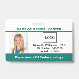 Crachá Logotipo Médico Identificação Personalizada Azul T