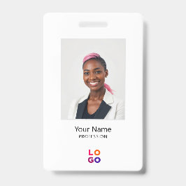 Crachá Logotipo Mínimo do Funcionário, Foto, Código Qr, N