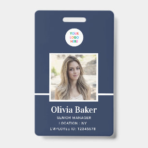 Crachá Logotipo Moderno Azul Marinho Segurança Foto do Fu