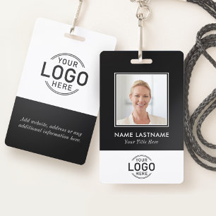 Crachá Logotipo Moderno e Elegante Preto e Branco com Fot