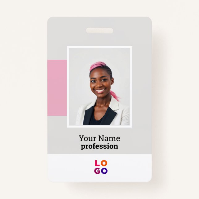 Crachá Logotipo Moderno, Foto, Código Qr, Nome (Frente)