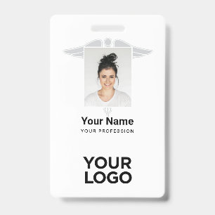 Crachá Logotipo Moderno Funcionário Médico Enfermeira Fot