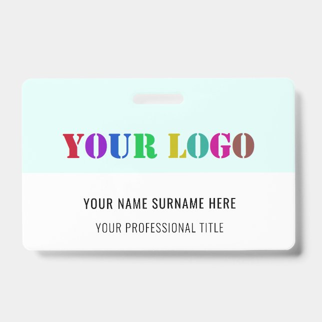 Crachá Logotipo, nome e título personalizados moderno - (Frente)