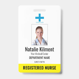 Crachá Logotipo Nome Foto Funcionário Hospitalar Amarelo