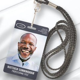 Crachá Logotipo Oval Simples  Foto do Funcionário Nome Có