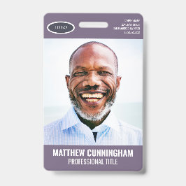 Crachá Logotipo Oval Simples Foto Nome do Funcionário Cód