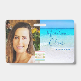 Crachá Logotipo para identificação de foto Ocean Beach Se