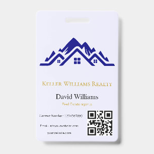 Crachá Logotipo personalizado branco e dourado de imóveis