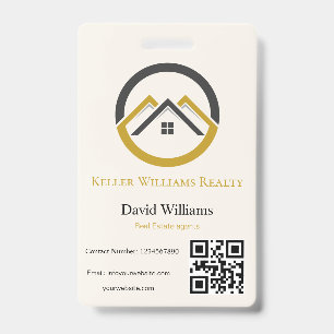 Crachá Logotipo personalizado branco e dourado de imóveis