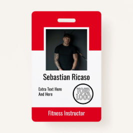 Crachá Logotipo Personalizado Branco Vermelho Personaliza