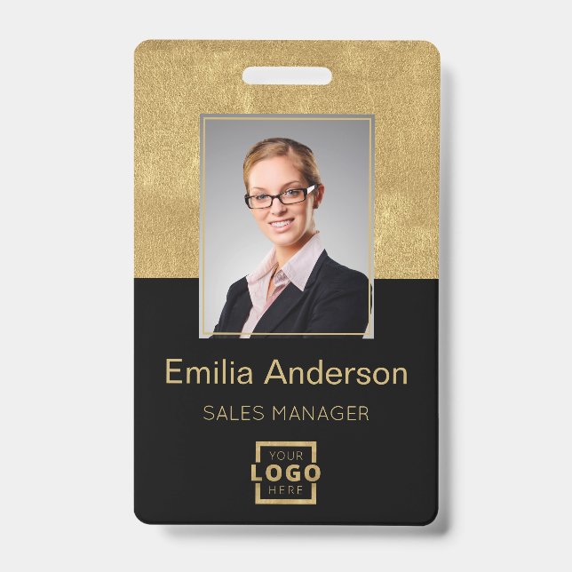 Crachá Logotipo personalizado da empresa barra básica cód (Frente)