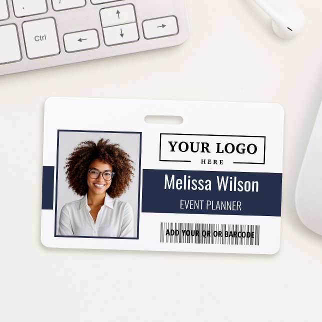 Crachá Logotipo Personalizado da Empresa Código de Barras (Criador carregado)
