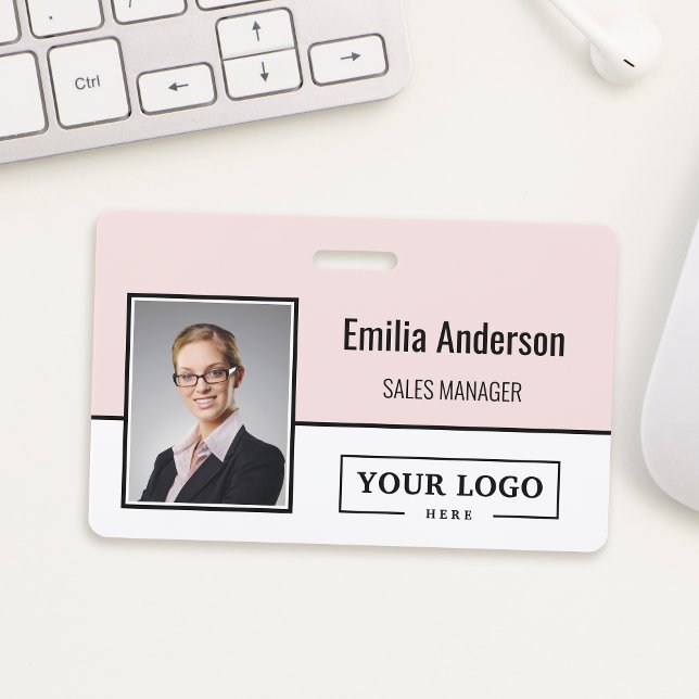 Crachá Logotipo Personalizado da Empresa Código de Barras (Criador carregado)