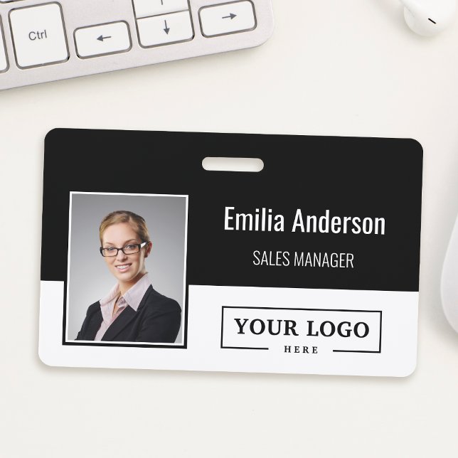 Crachá Logotipo Personalizado da Empresa Código de Barras (Criador carregado)