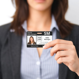 Crachá Logotipo Personalizado de Funcionário Foto ID Pret