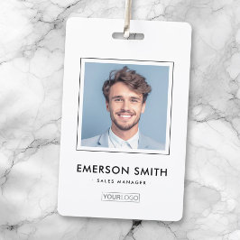 Crachá Logotipo personalizado e foto branca nome do funci