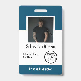 Crachá Logotipo Personalizado Empresa Azul e Branco Perso