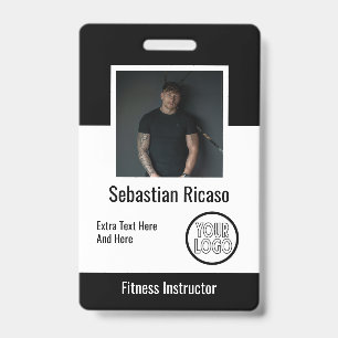 Crachá Logotipo Personalizado Empresa Branco Preto Person