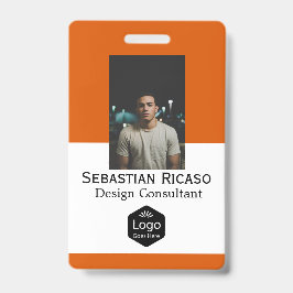 Crachá Logotipo Personalizado Empresa Laranja Branco Pers