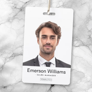 Crachá logotipo personalizado foto branca etiqueta de nom