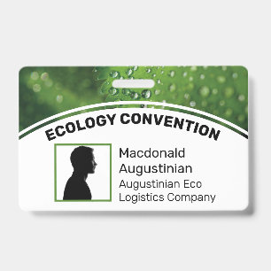 Crachá Logotipo Personalizado Foto ID DELEGADO Eco Greene
