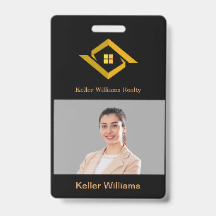 Crachá Logotipo personalizado preto e dourado de imóveis 