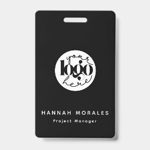 Crachá Logotipo Personalizado Preto Profissional Minimali