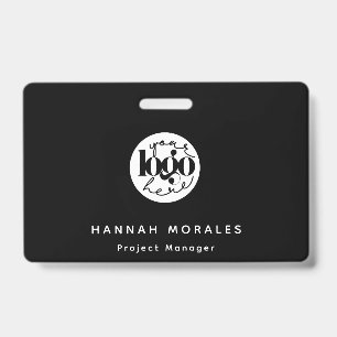 Crachá Logotipo Personalizado Preto Profissional Minimali