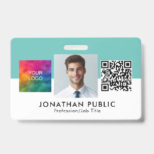 Crachá Logotipo Personalizável da Empresa Código QR Foto
