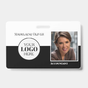 Crachá Logotipo Preto Branco ID Funcionário Contador