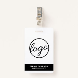 Crachá Logotipo preto e branco corporativo grande profiss