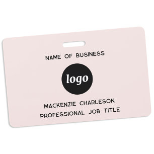 Crachá Logotipo Profissional Empresarial Blush Rosa Nome
