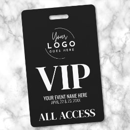 Crachá Logotipo Profissional Preto Branco Evento VIP