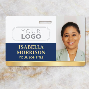 Crachá Logotipo QR Dourado da Marinha do ID Personalizado